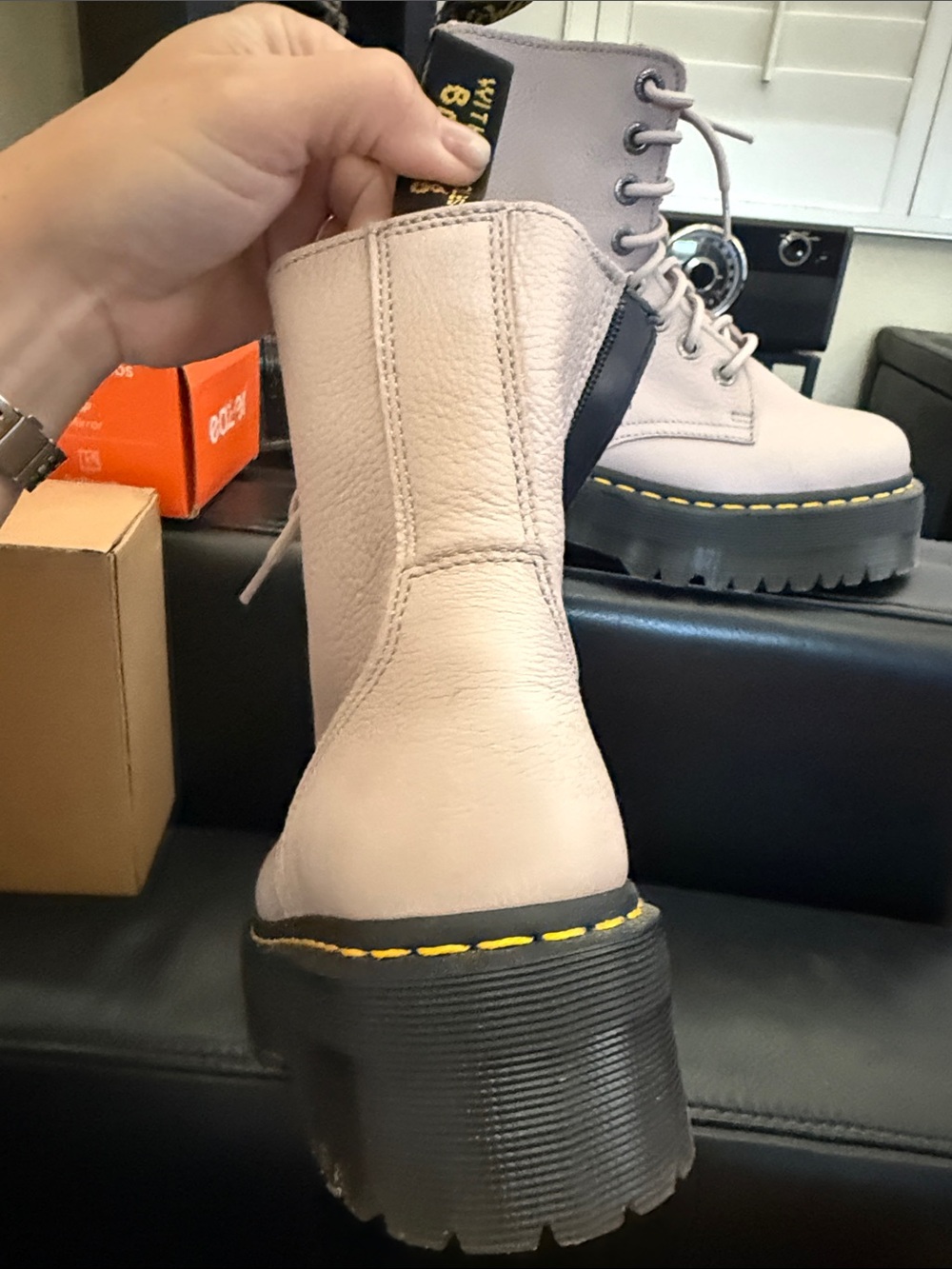 Dr Martens airwair Women's Pink Lace-Up Combat Boots - Picture 4 of 8